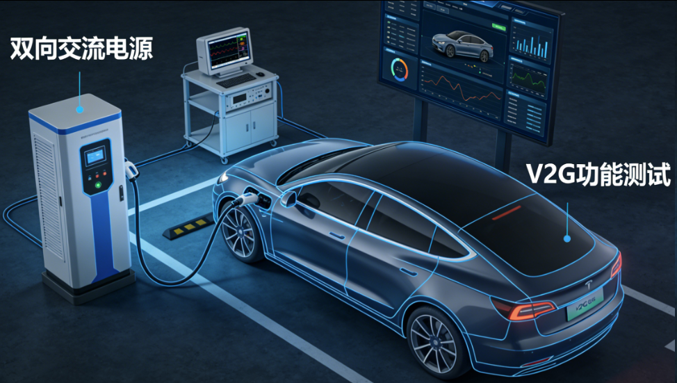 双向交流电源的电动汽车V2G功能测试