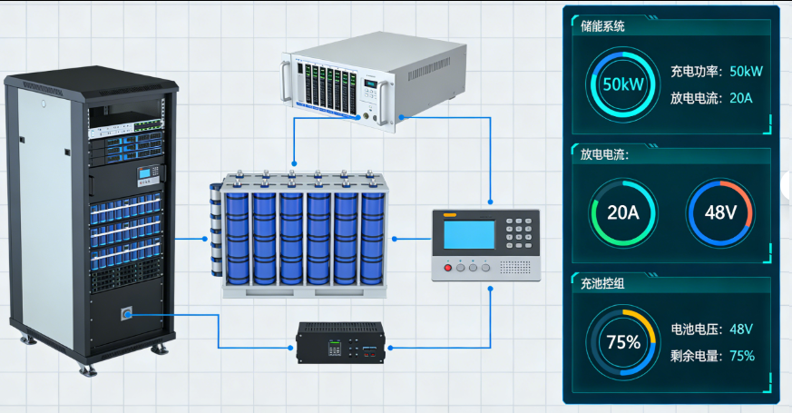 双向交流电源的储能系统充放电测试
